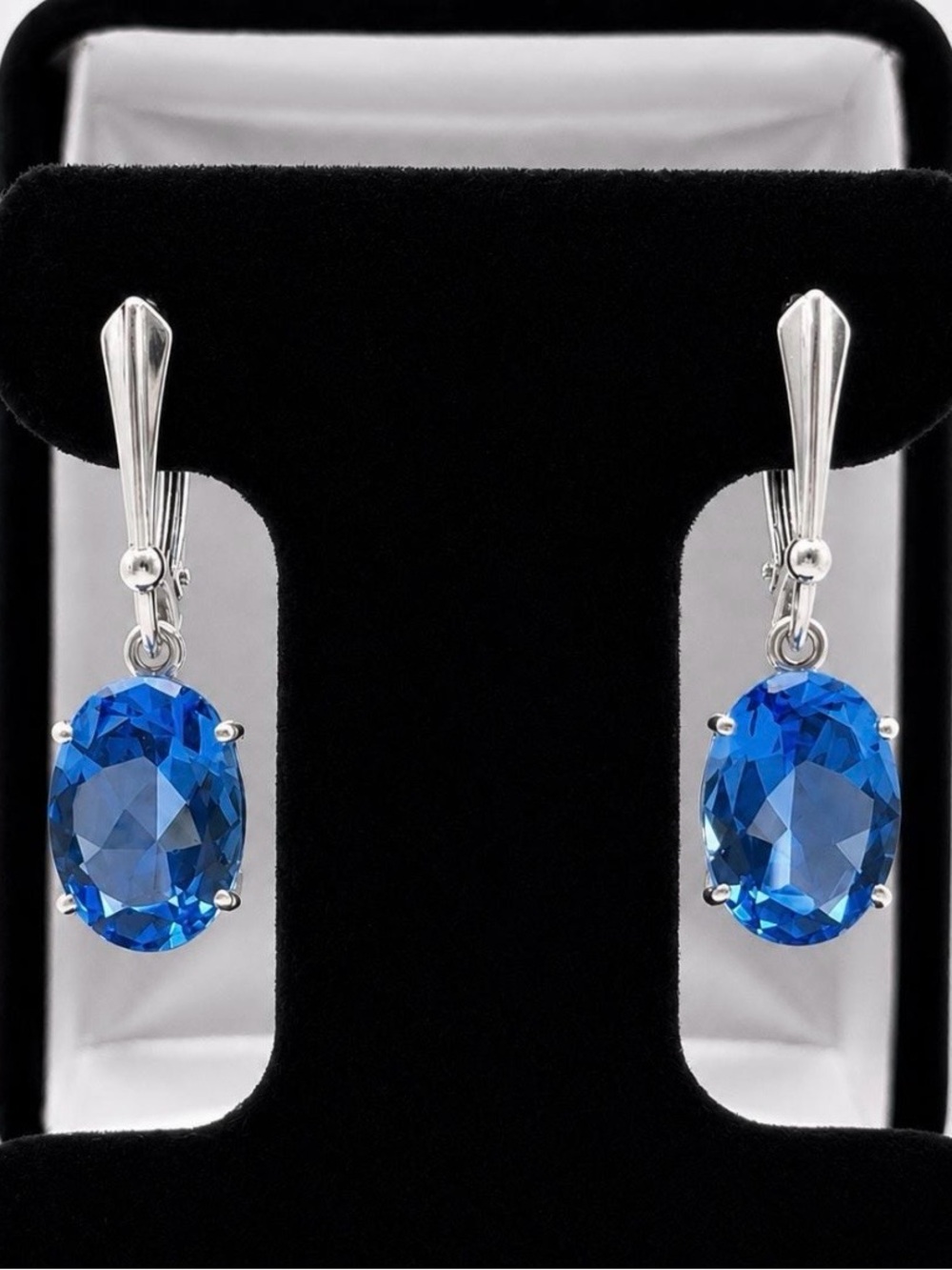 Gorgeous 8.5ctw Oval Cut Blue Quartz Earrings in Sterling Silver